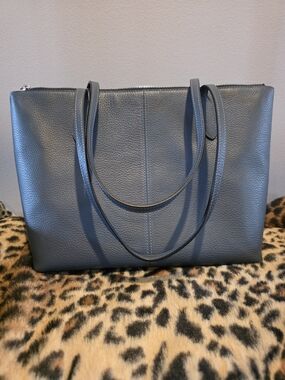 Coach Pebbled Leather Tote Bag in Slate Blue